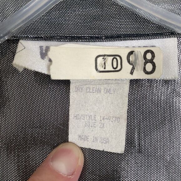 Vintage Victoria Jones Y2K Tunic Top 2X Metallic Liquid Silver Disco Flowy Fairy - Picture 8 of 8